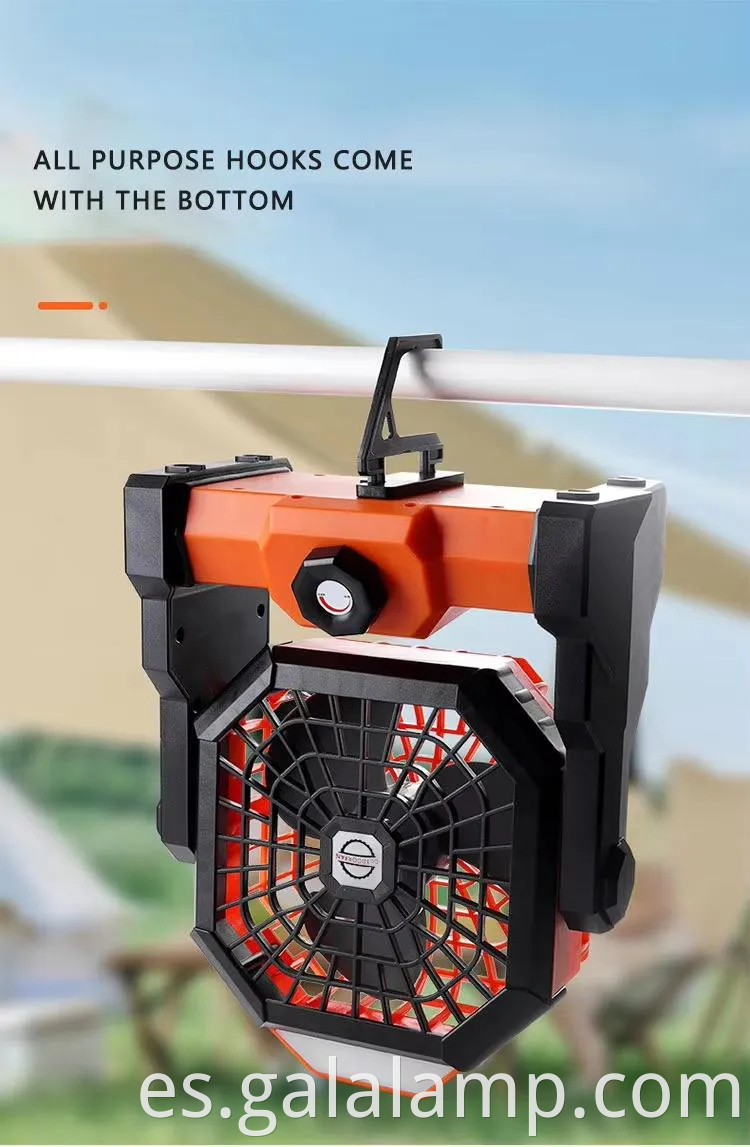 Ventilador de campamento portátil con viento grande y función de carga